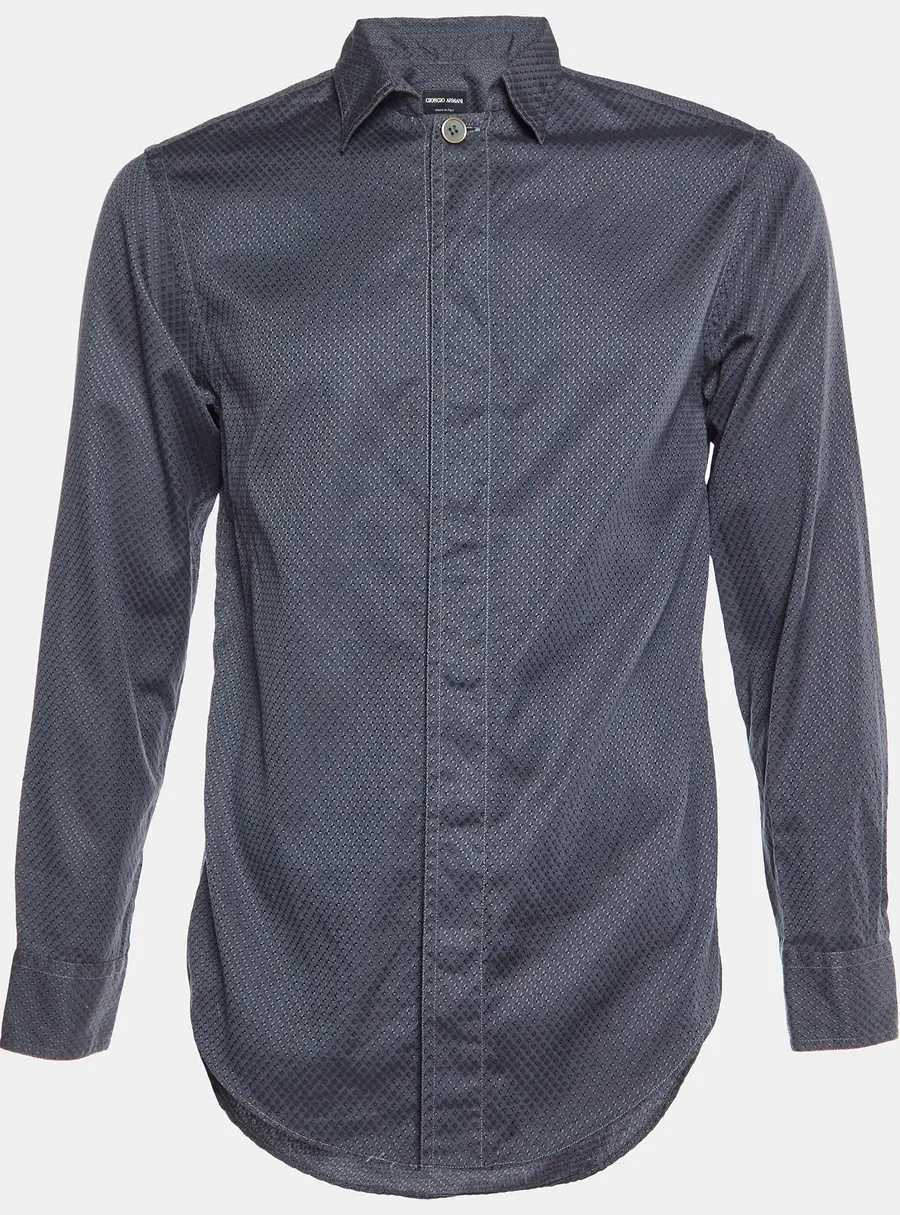 Giorgio Armani Grey Patterned Cotton Buttoned Up Shirt M