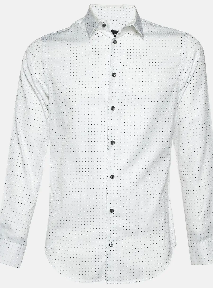 Giorgio Armani White Patterned Cotton Shirt M