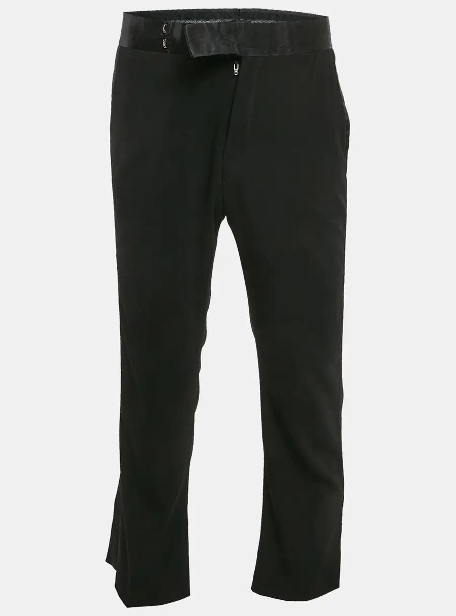 Giorgio Armani Black Virgin Wool Satin Trimmed Pants S