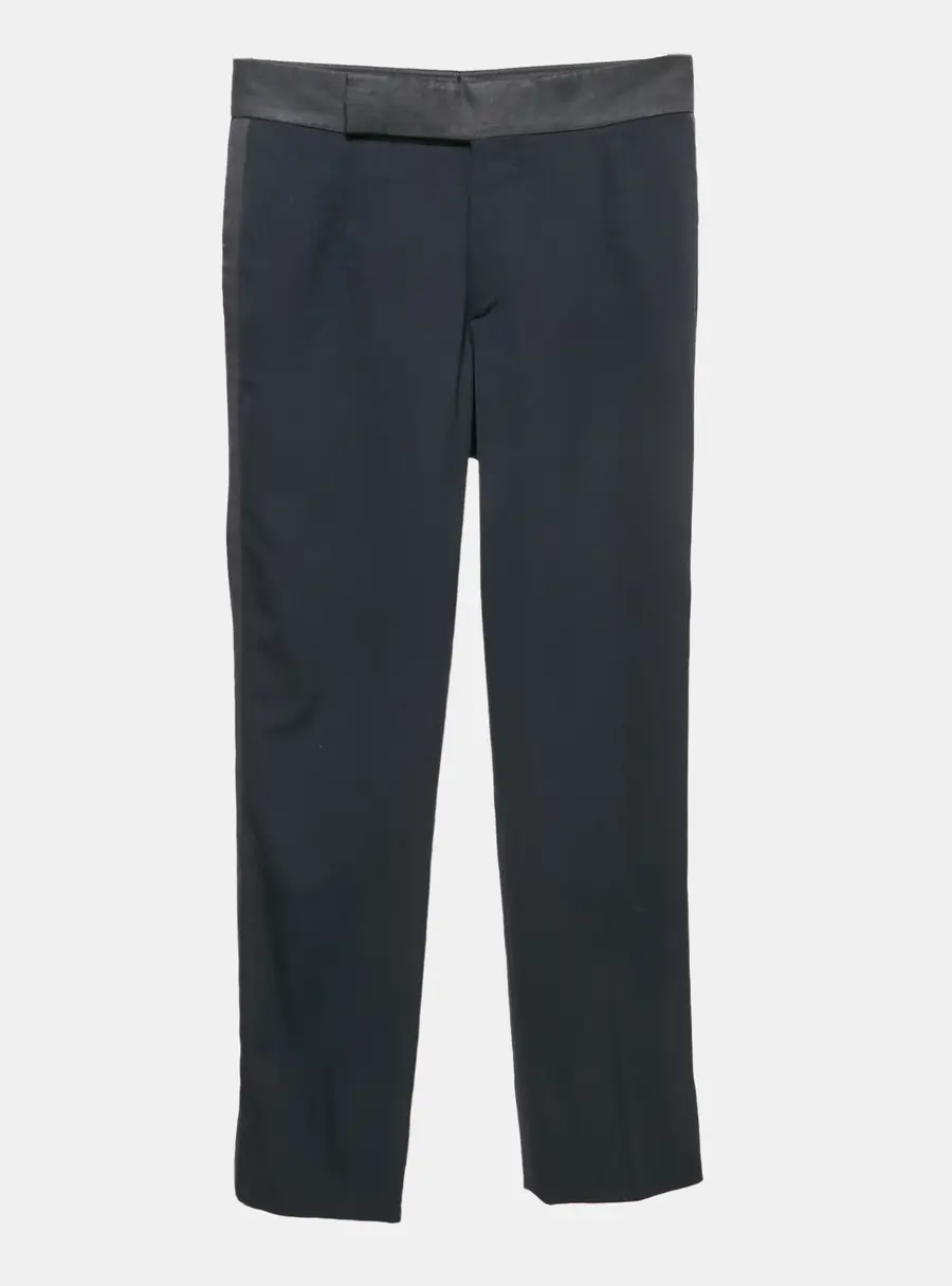Giorgio Armani Navy Blue Wool Regular Fit Formal Pants M