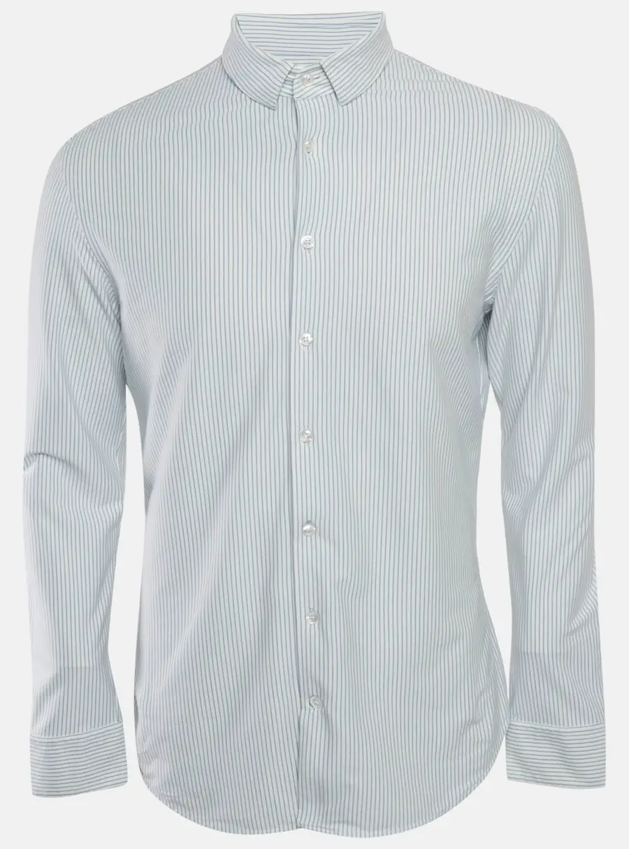 Giorgio Armani White Striped Cotton Jersey Shirt M