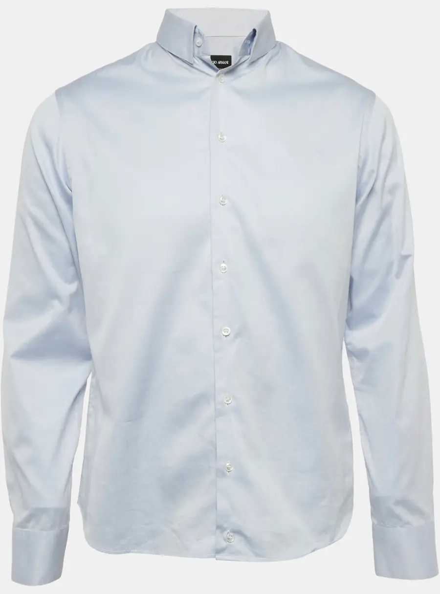 Giorgio Armani Blue Cotton Long Sleeve Shirt M