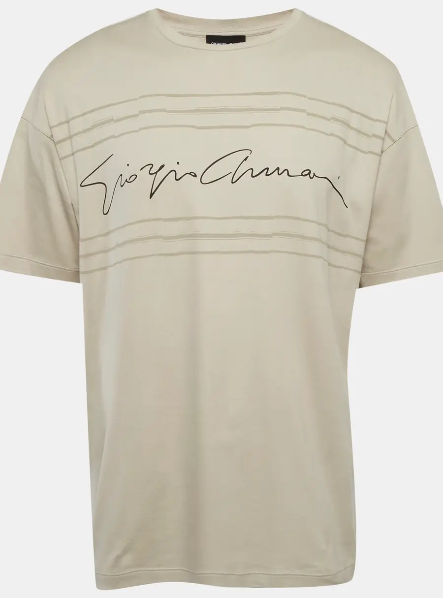 Giorgio Armani Grey Printed Jersey Crewneck T-Shirt M
