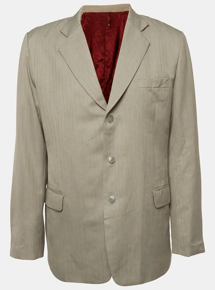 Giorgio Armani Grey Pinstripe Wool Blazer XL