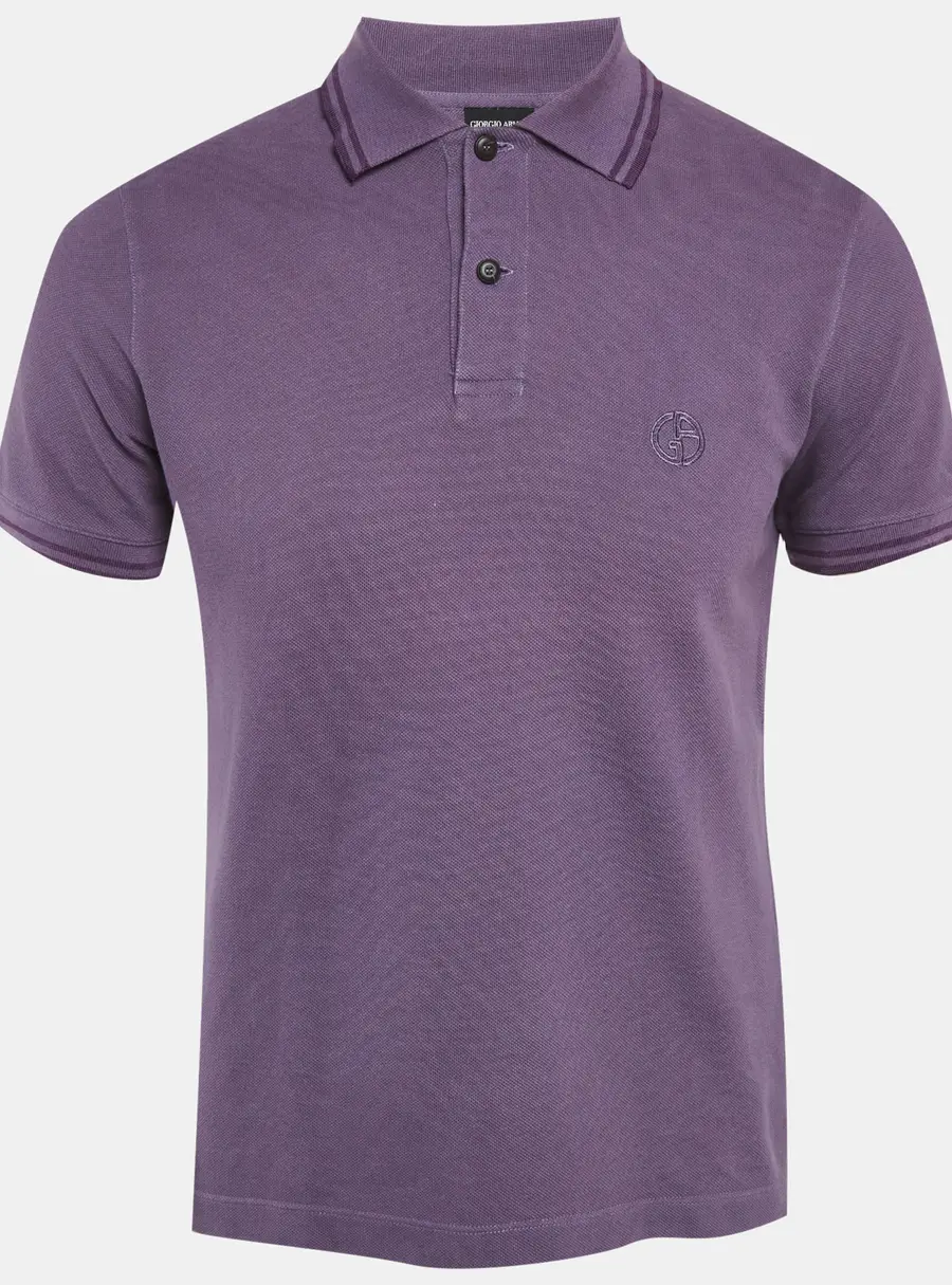 Giorgio Armani Purple Cotton Pique Polo T-Shirt M