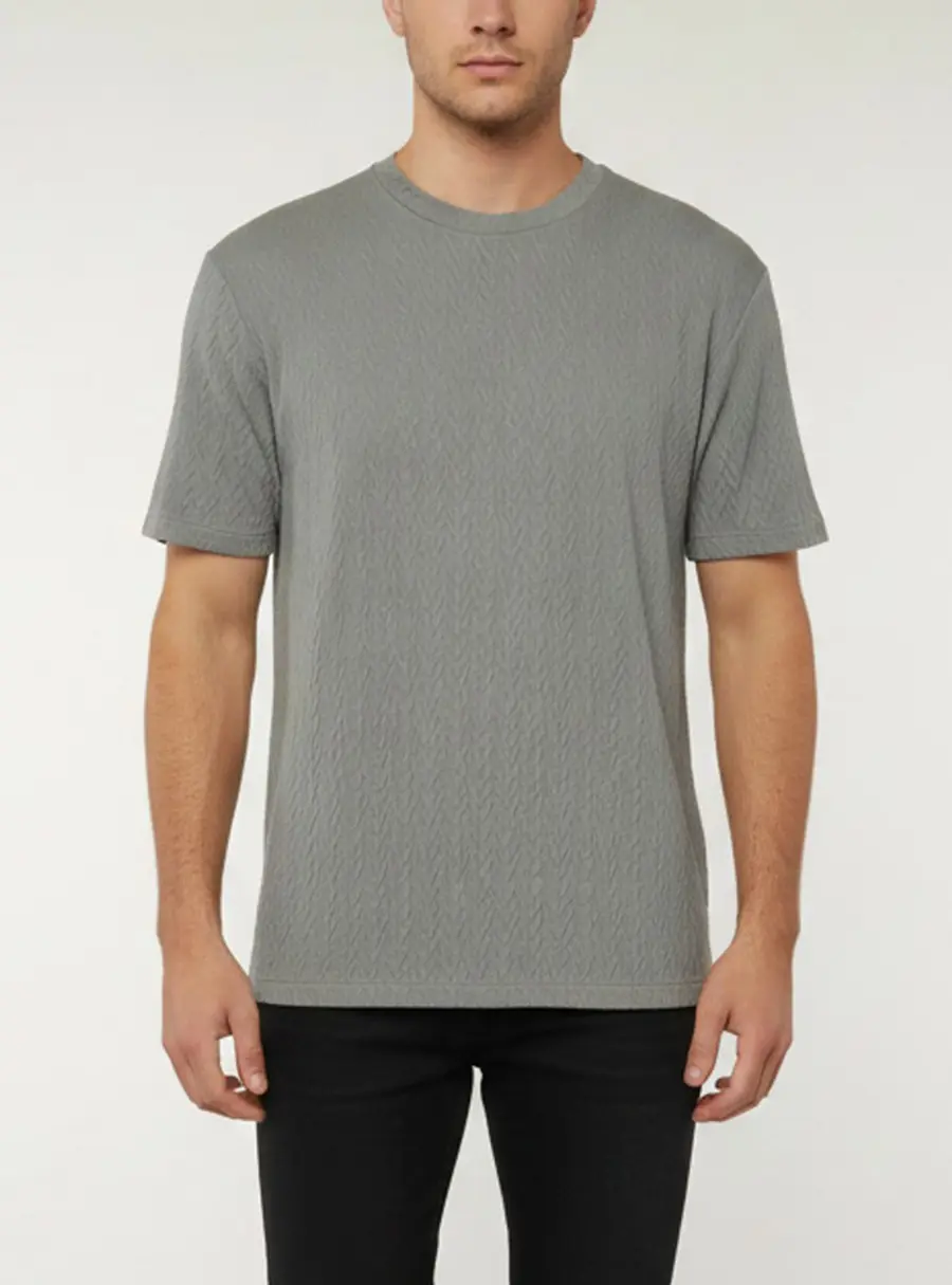Giorgio Armani Grey Patterned Knit Crewneck T-Shirt XL