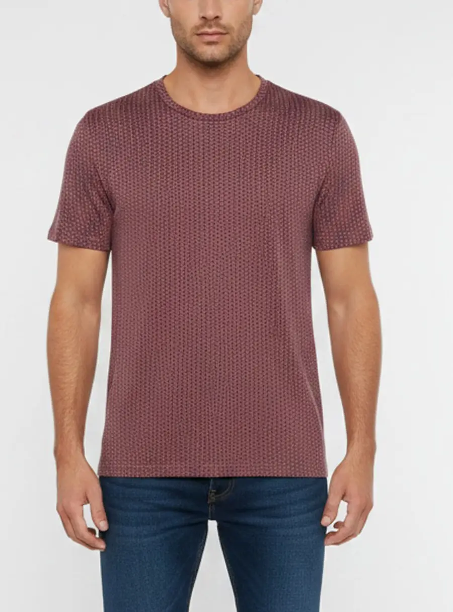 Giorgio Armani Red/Grey Chevron Jacquard Knit T-Shirt XL