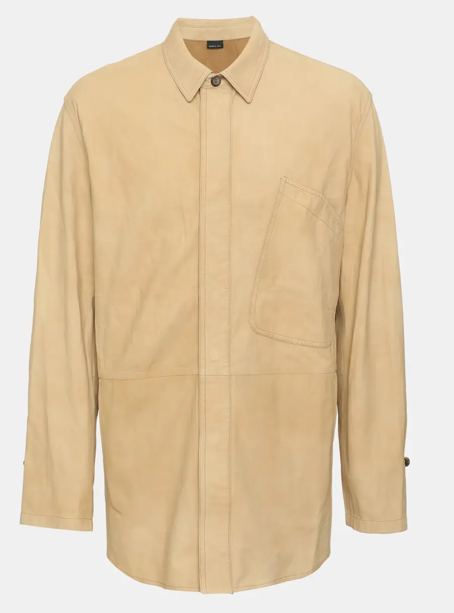 Giorgio Armani Beige Nubuck Leather Jacket XL