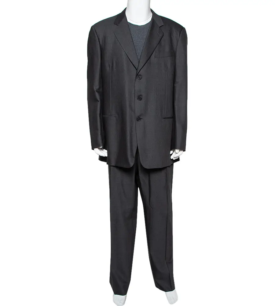 Giorgio Armani Charcoal Grey Wool Suit 5XL