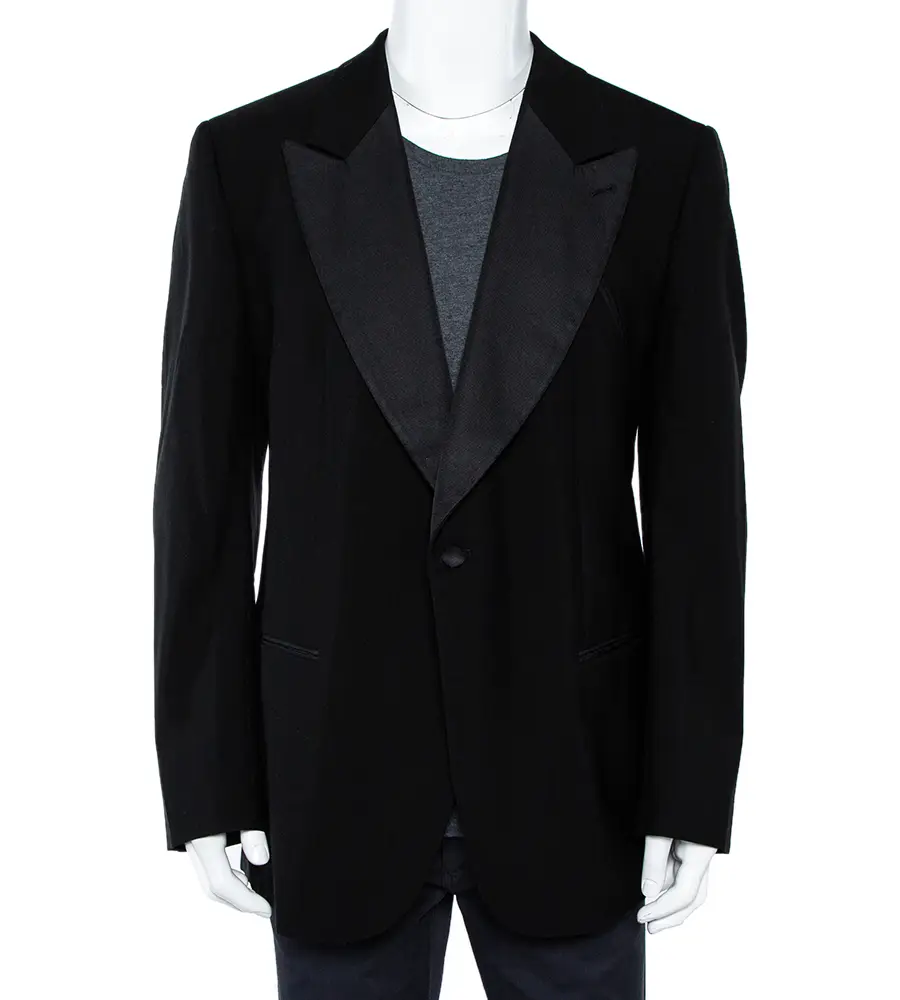 Giorgio Armani Black Wool Button Front Blazer 5XL