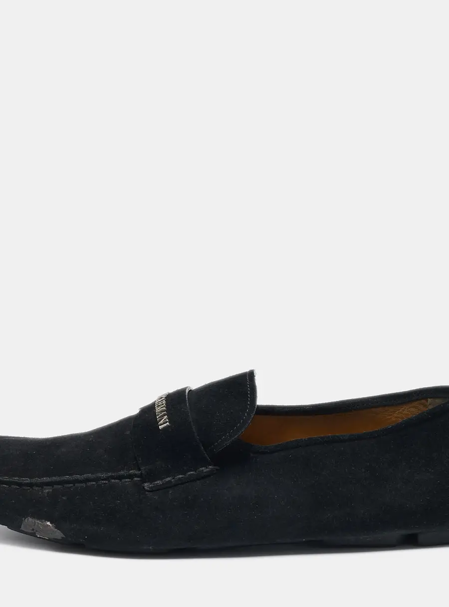Giorgio Armani Navy Blue Suede Slip On Loafers Size 43
