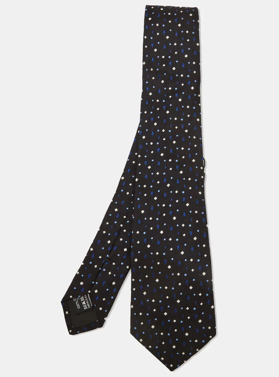Giorgio Armani Black Geometric Jacquard Silk Classic Tie