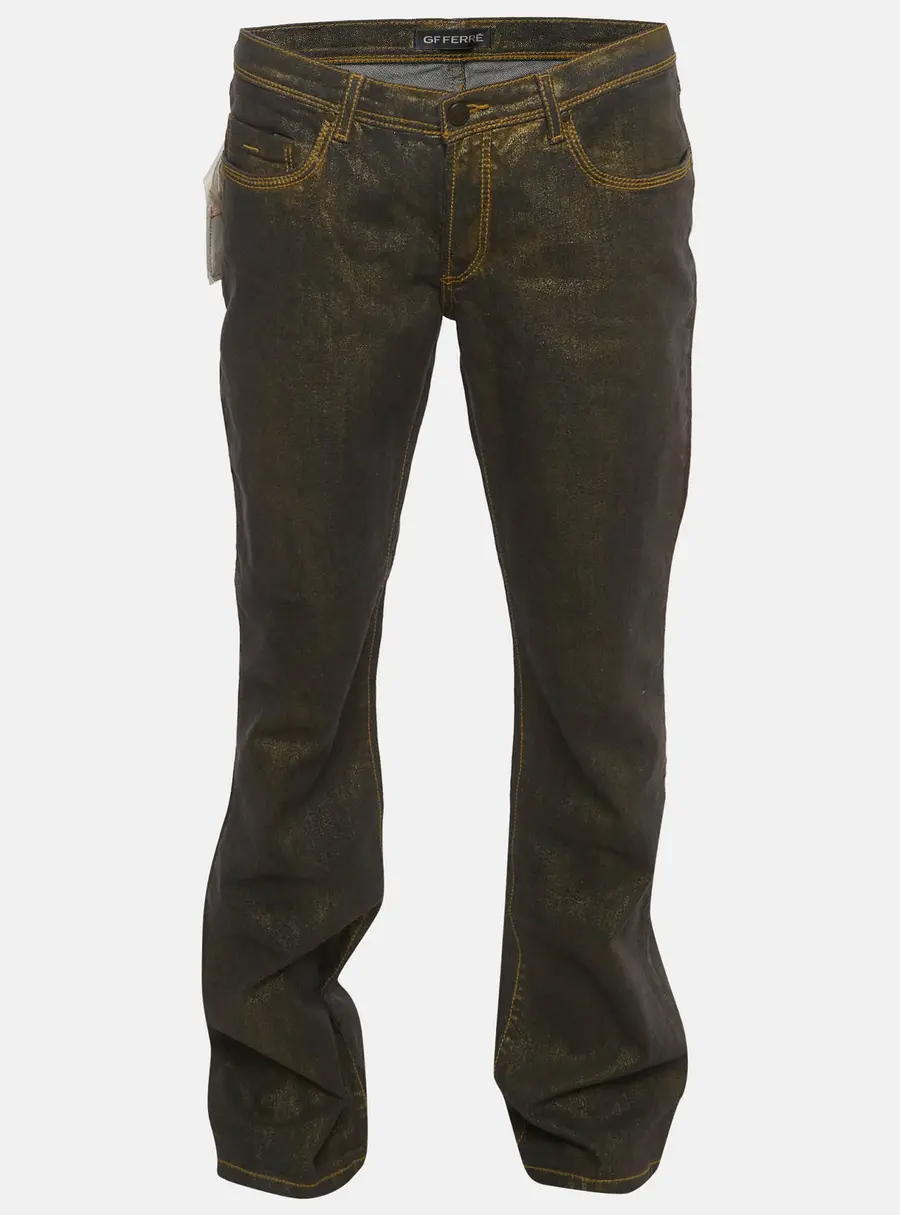 Gianfranco Ferre Black Glitter Effect Straight Fit Jeans M/Waist 34"