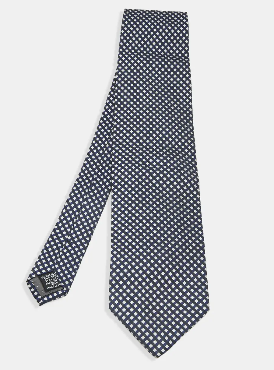 Gianfranco Ferre Grey/Blue Checkered Silk Tie