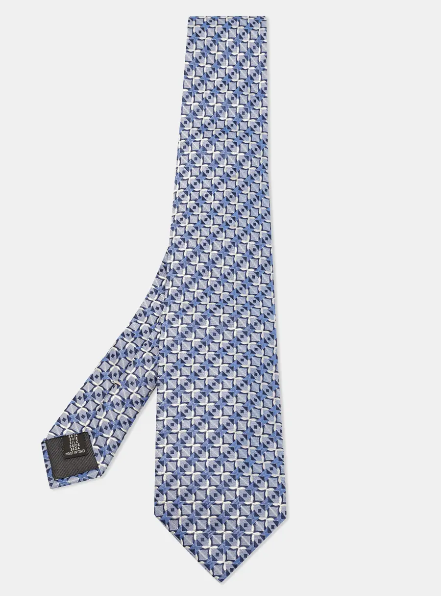 Gianfranco Ferre Blue Geometric Silk Jacquard Classic Tie