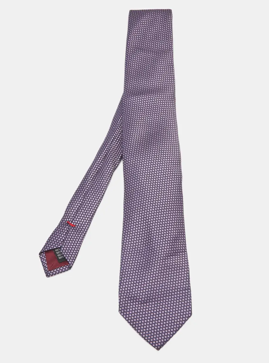 Gianfranco Ferre Purple Geometric Patterned Silk Classic Tie
