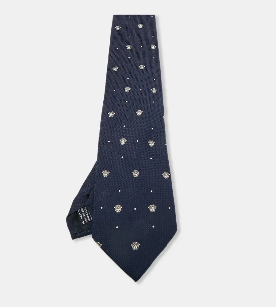 Gianni Versace Vintage Medusa Motif Silk Traditional Tie