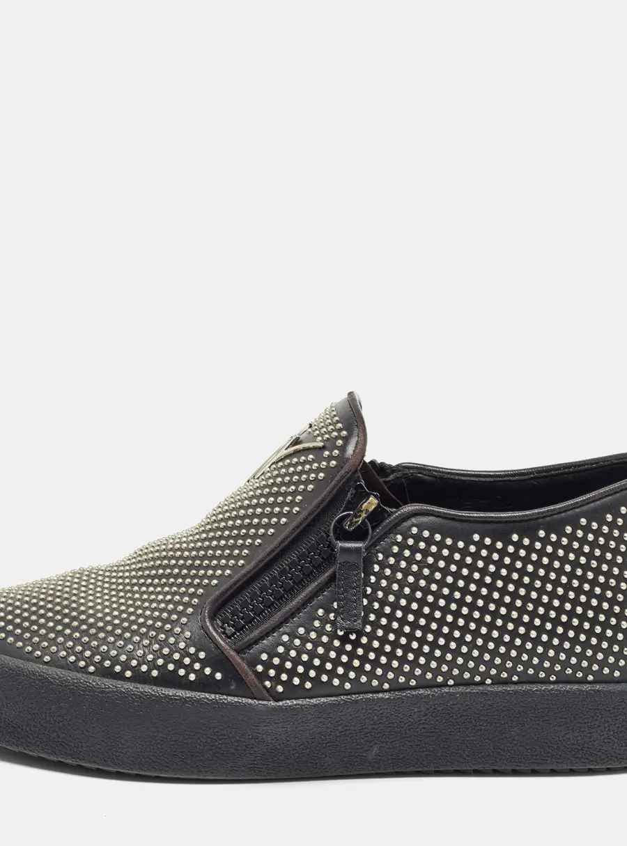 Giuseppe Zanotti Black Studded Leather Eve Slip On Sneakers Size 40