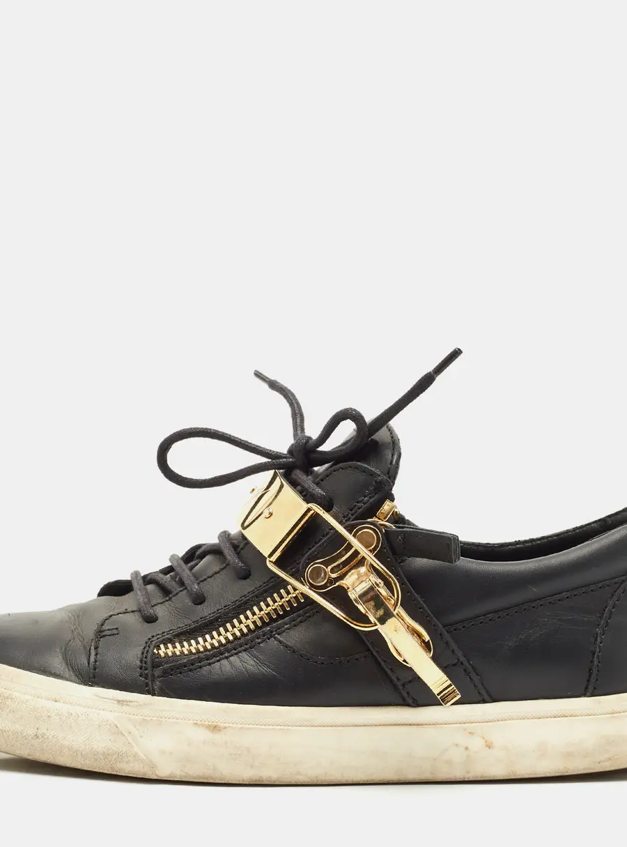 Giuseppe Zanotti Black Leather Low Top Sneakers Size 41