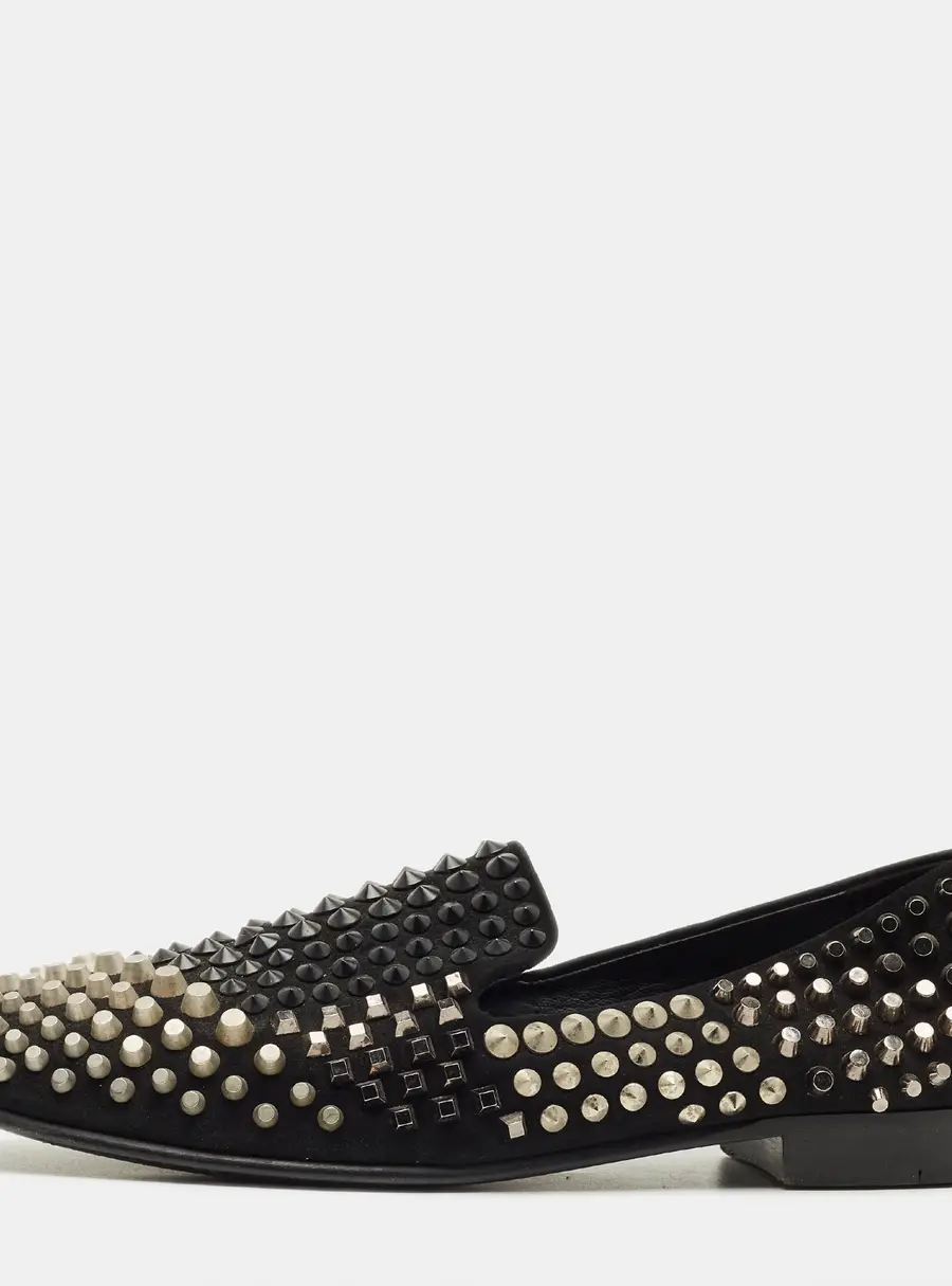 Giuseppe Zanotti Size 42 Black Suede Studded Smoking Slippers