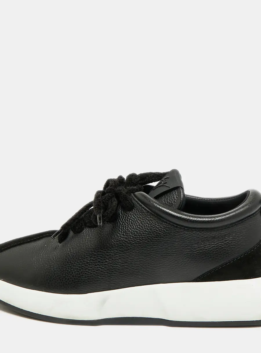 Giuseppe Zanotti Ferox Size 43 Black Leather and Suede Lace Up Sneakers