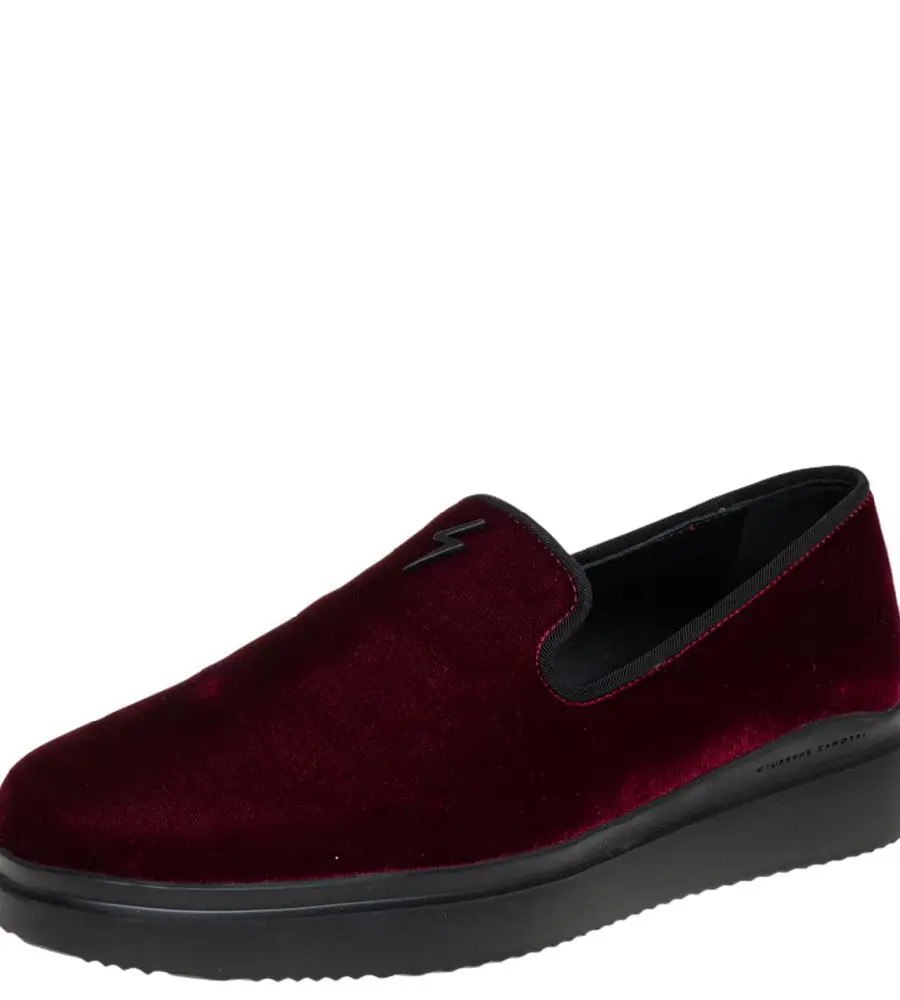 Giuseppe Zanotti Burgundy Velvet Slip On Sneakers Size 42