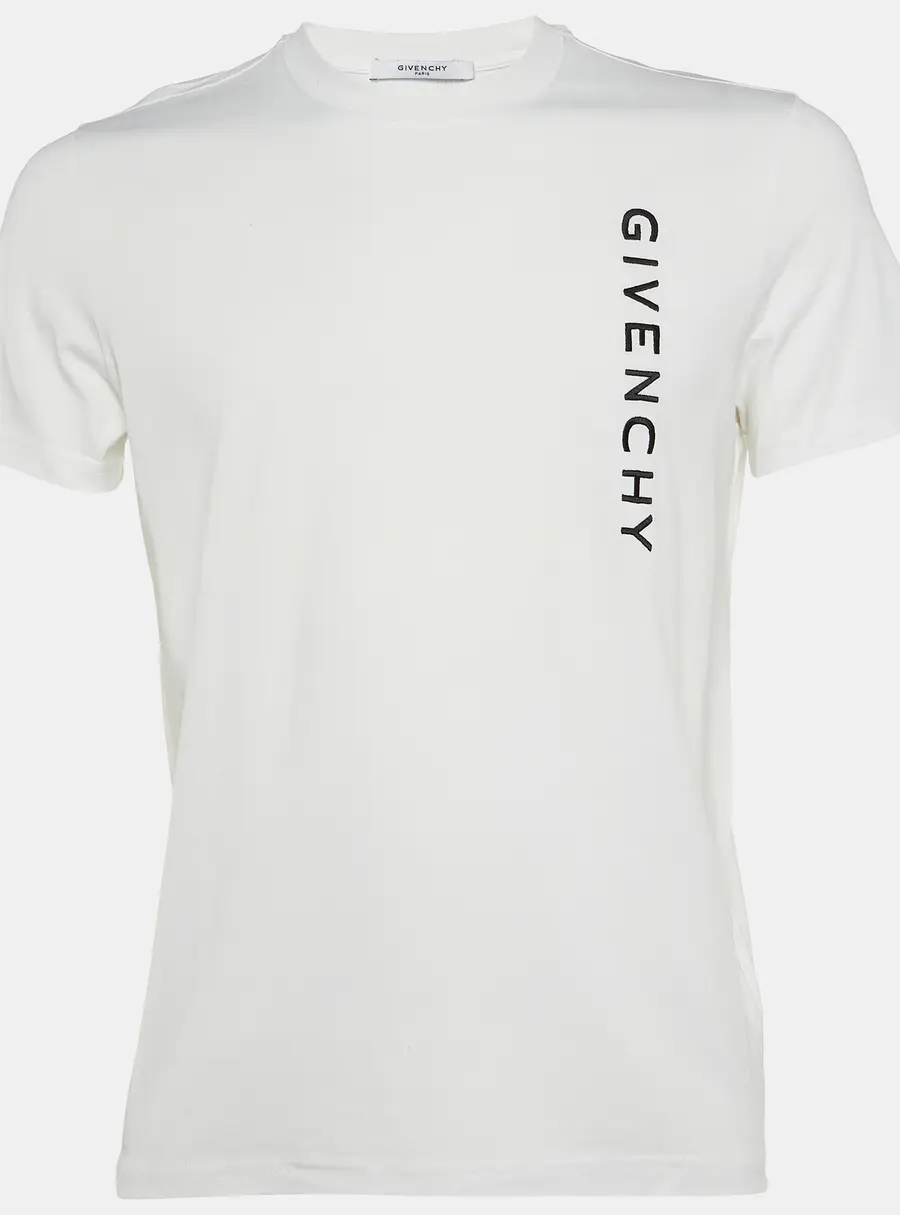 Givenchy White Logo Embroidery Cotton Crewneck T-Shirt S