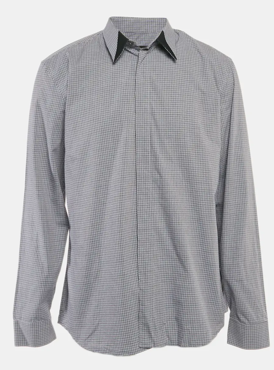 Givenchy Blue/Multicolor Gingham Cotton Button Front Shirt XXXL