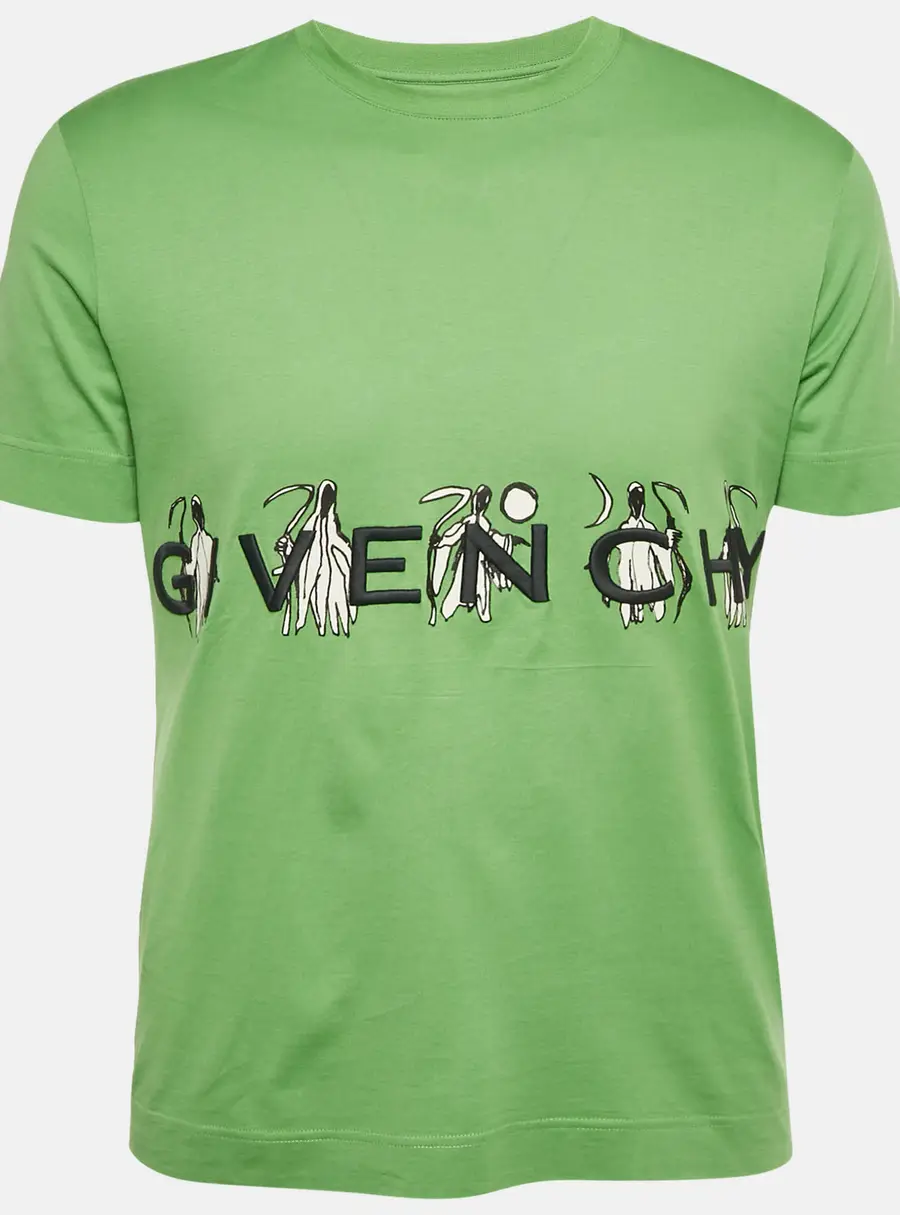 Givenchy Green Logo Embroidered Jersey Slim Fit T-Shirt M