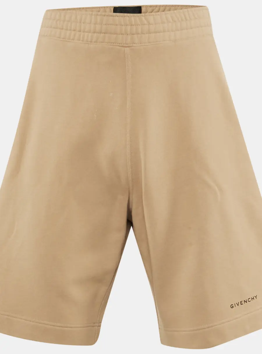 Givenchy Beige Logo Print Cotton Shorts M
