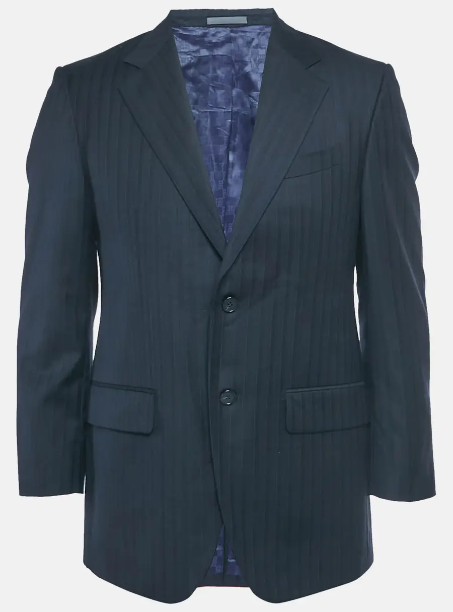 Givenchy Vintage Navy Blue Pinstripe Regular Fit Blazer M