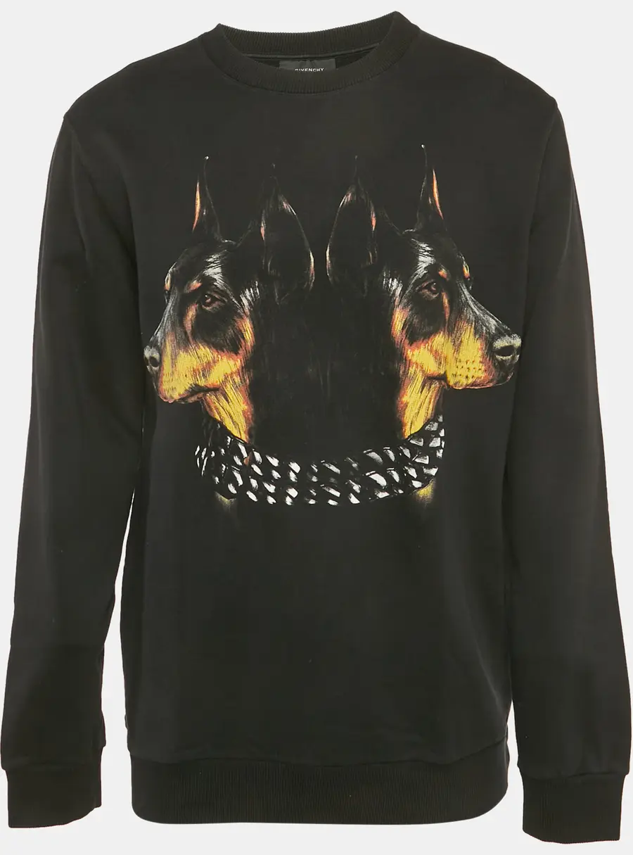 Givenchy Black Doberman Print Cotton Crewneck Sweatshirt M