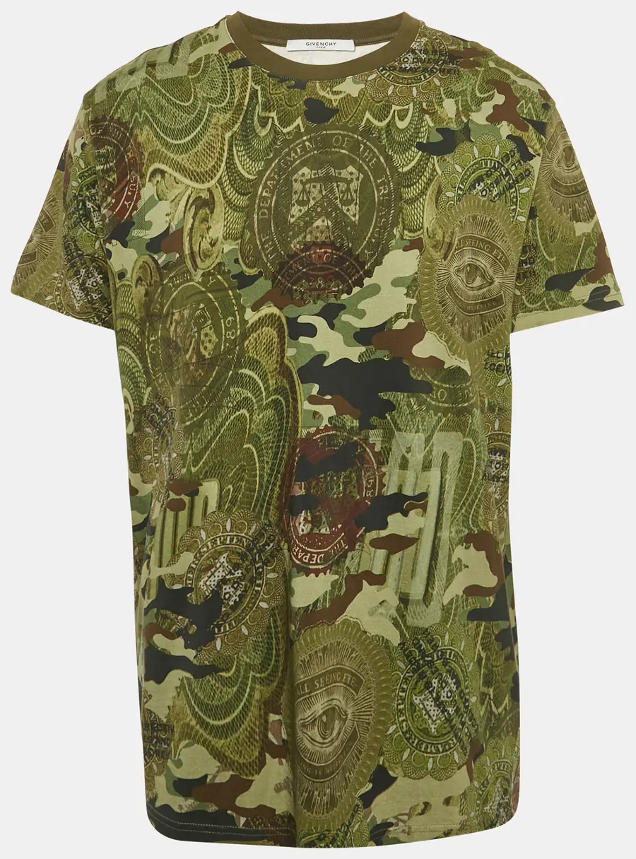 Givenchy Green Camouflage Print Jersey T-Shirt S