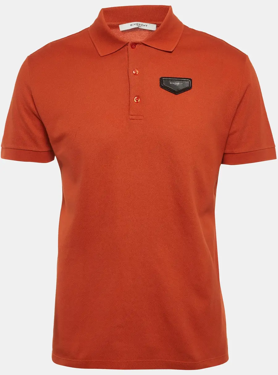 Givenchy Brown Logo Patch Pique Polo T-Shirt L
