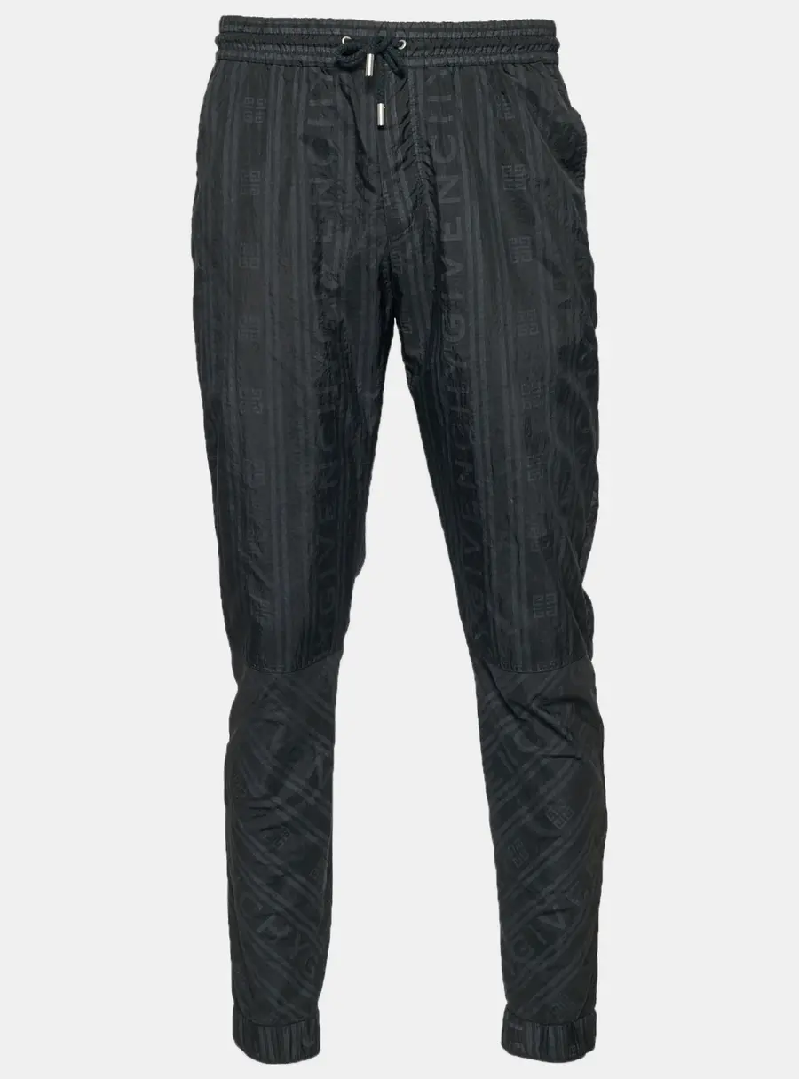 Givenchy Black Logo Striped Nylon Trousers M
