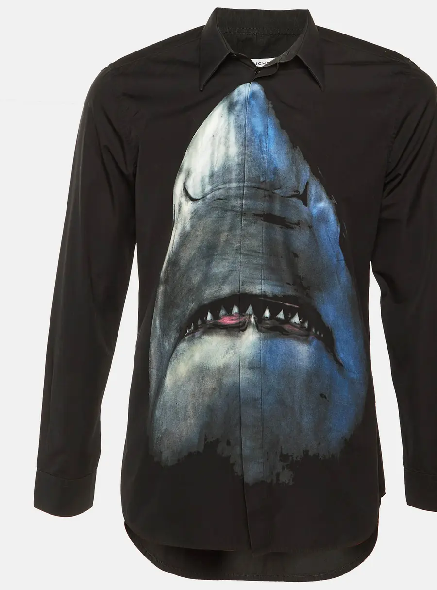 Givenchy Black Shark Printed Cotton Shirt M