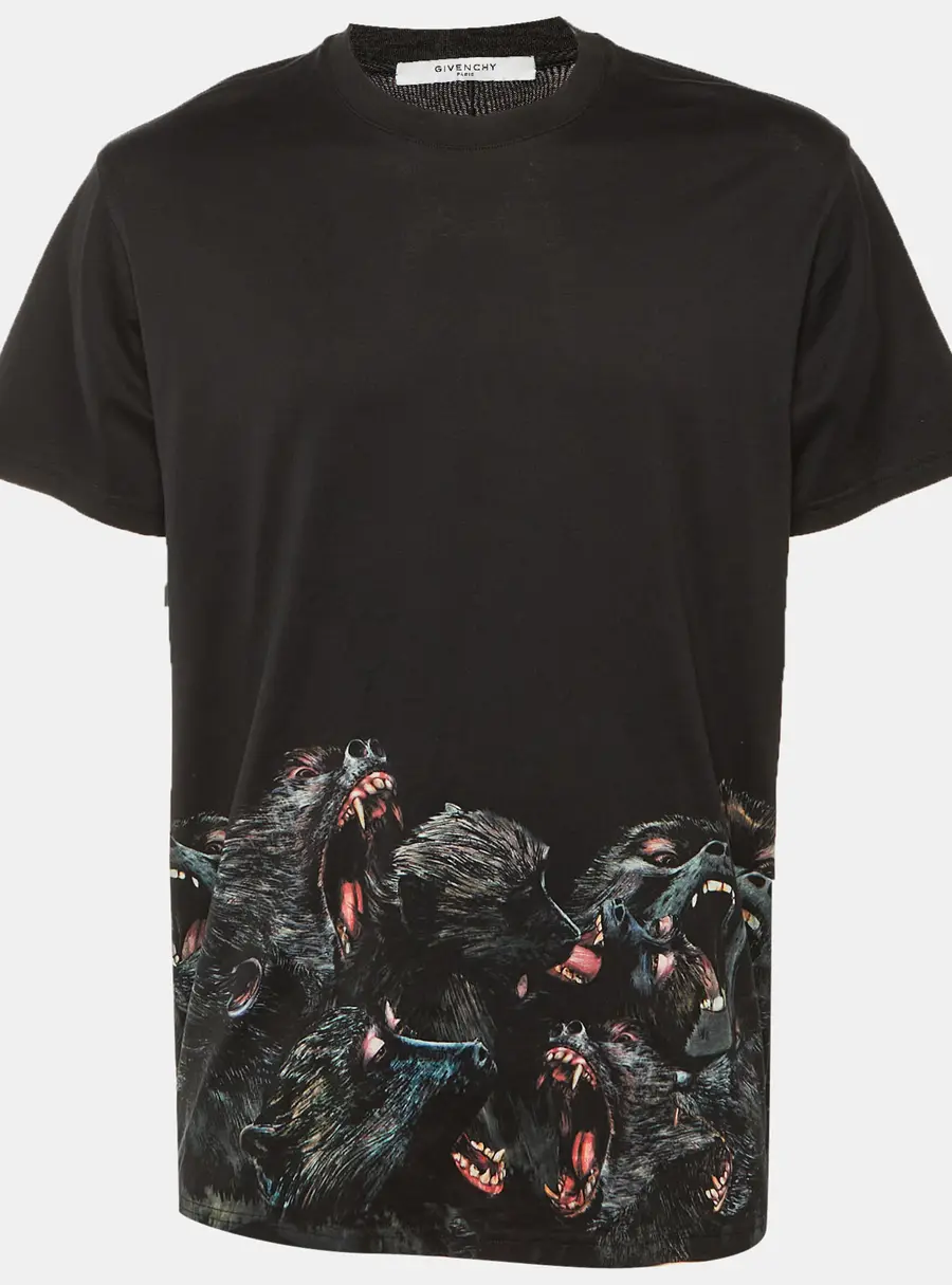 Givenchy Black Monkey printed Cotton Knit T-Shirt L