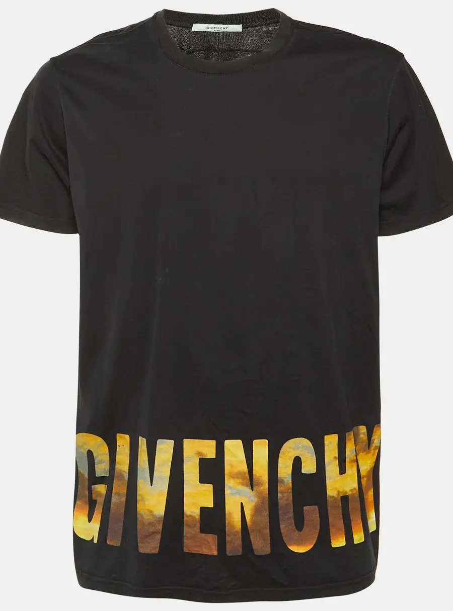 Givenchy Black Logo Printed Cotton Knit Oversized T-Shirt S