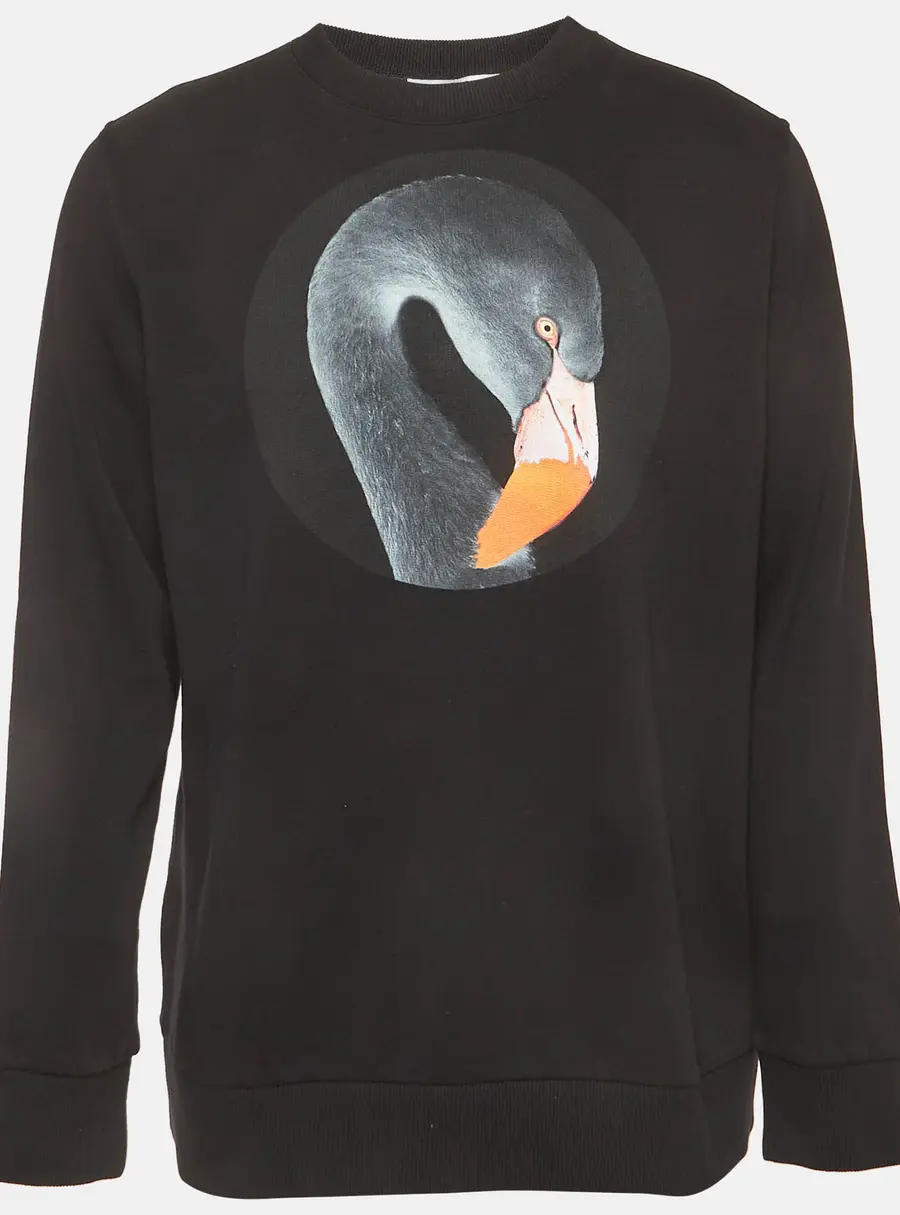 Givenchy Black Swan Pattern Cotton Knit Crew Neck Sweatshirt L