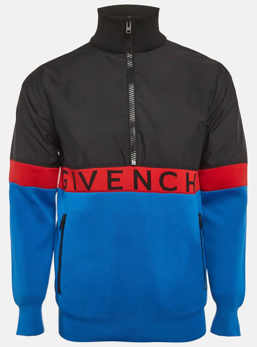 Givenchy Black/Blue Jersey Half-Zip Jacket M