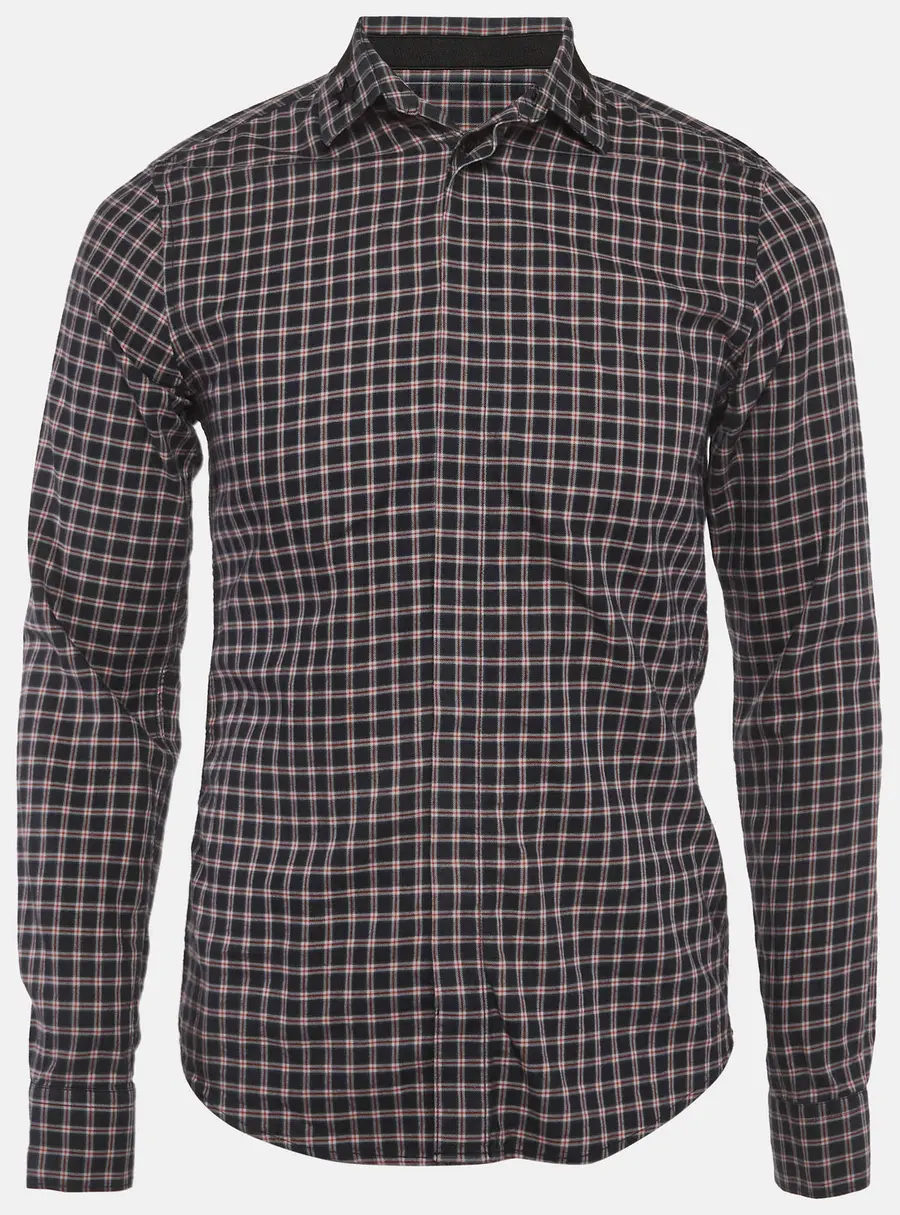 Givenchy Blue/Red Checked Cotton Twill Slim Fit Shirt S