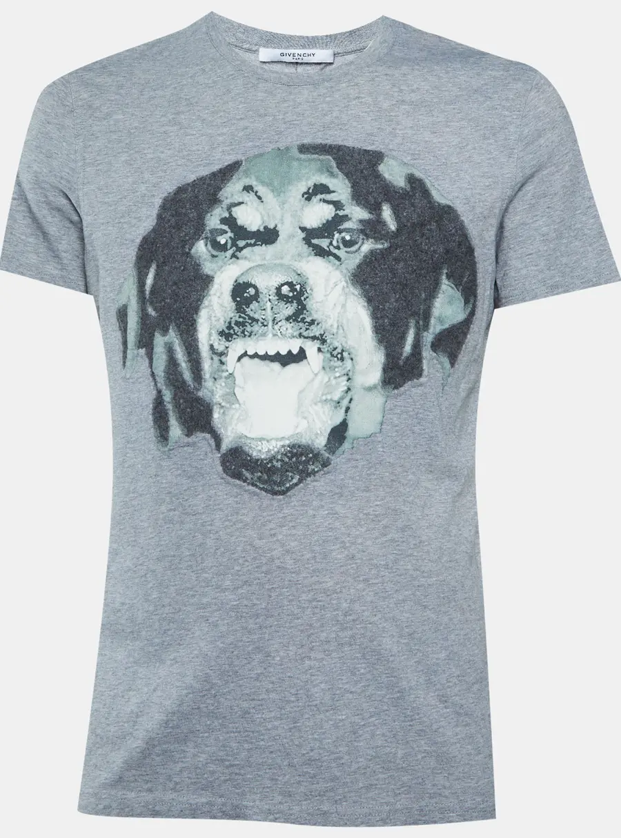 Givenchy Grey Rottweiler Print Cotton Cuban Fit Crew Neck T-Shirt M