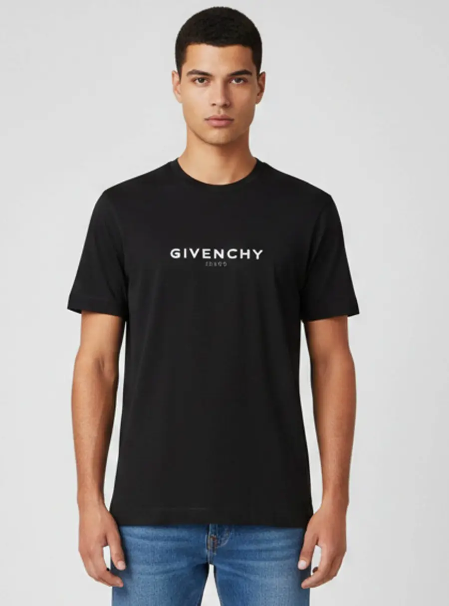 Givenchy Black Reversed Logo Graphic Oversized Jersey T-Shirt M