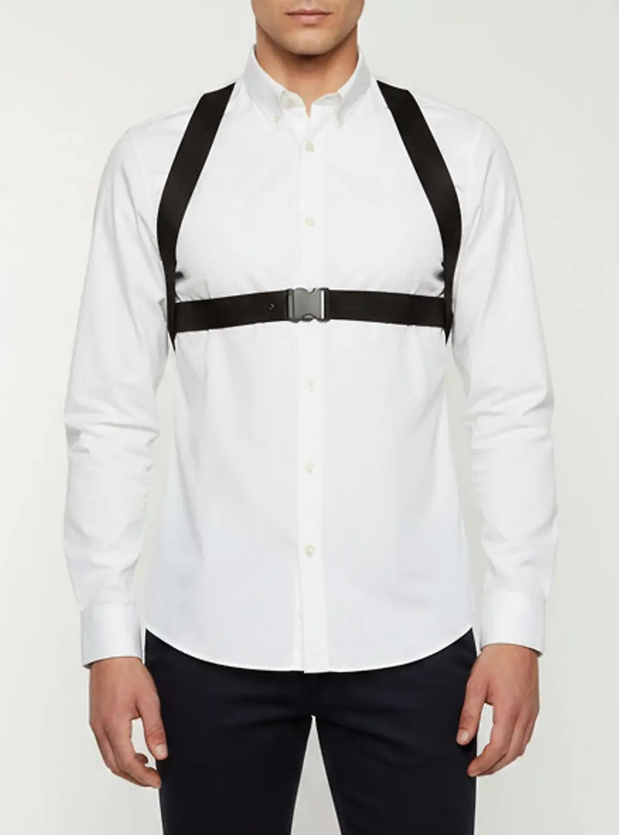 Givenchy White Cotton Black Harness Detail Shirt M