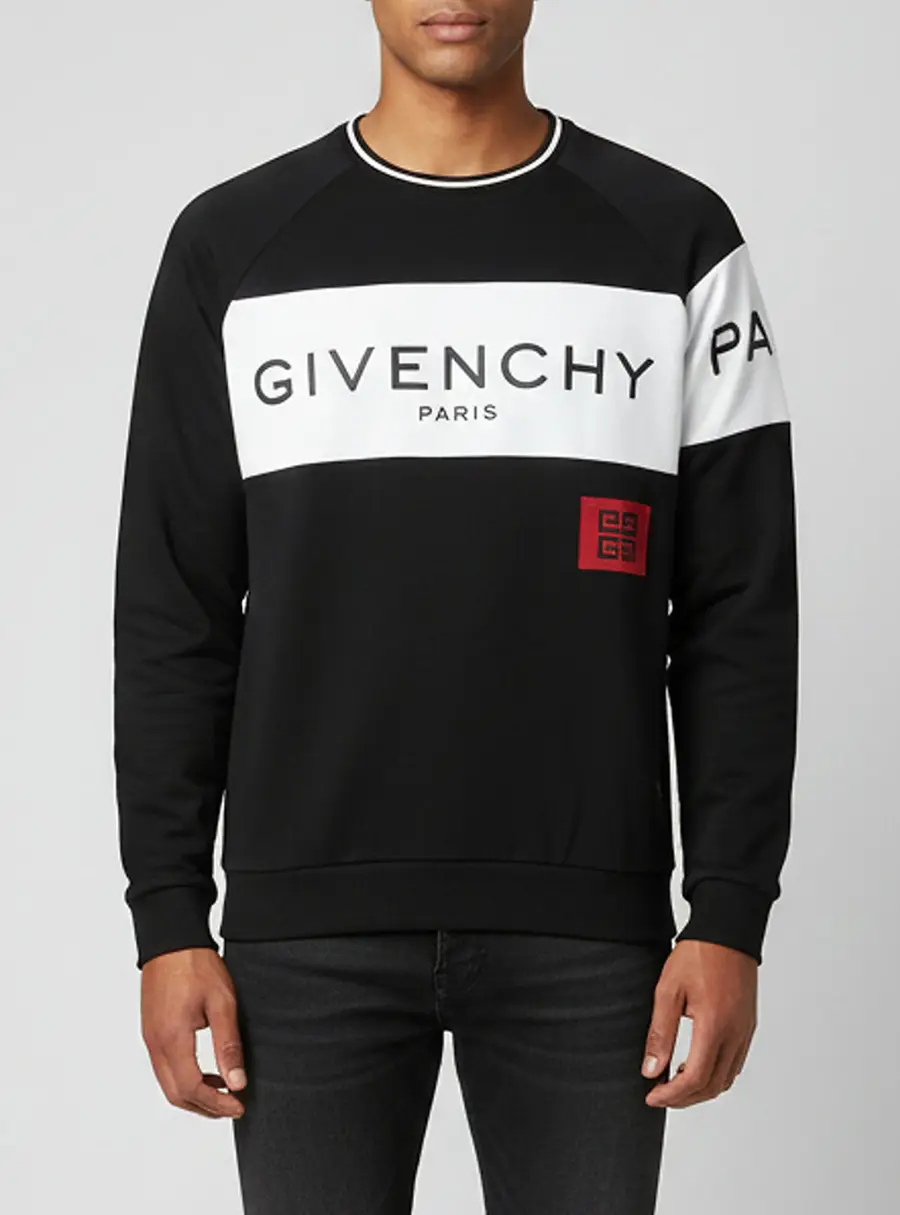 Givenchy Black/White Logo Embroidered Cotton Crewneck Sweatshirt XL