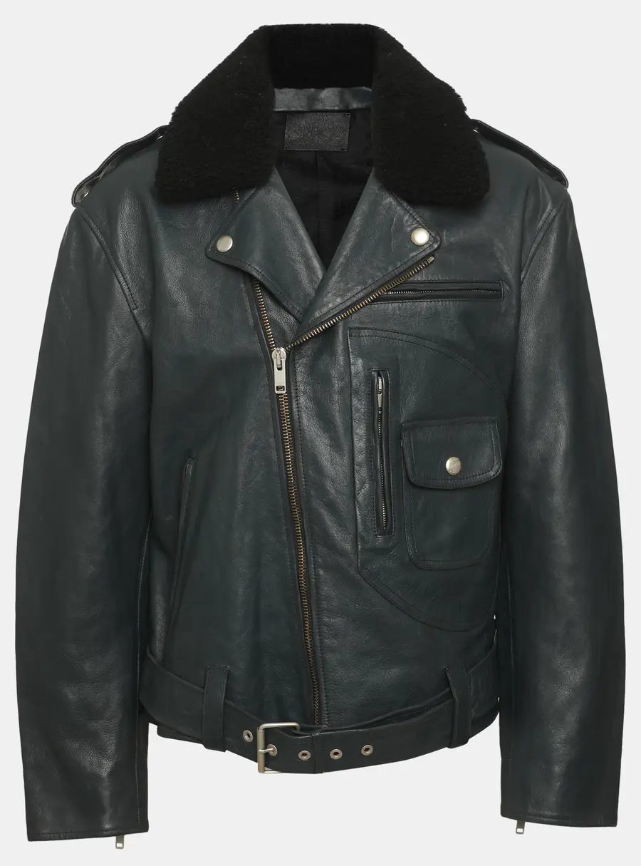 Givenchy Dark Grey Leather and Shearling Aviator Jacket XL