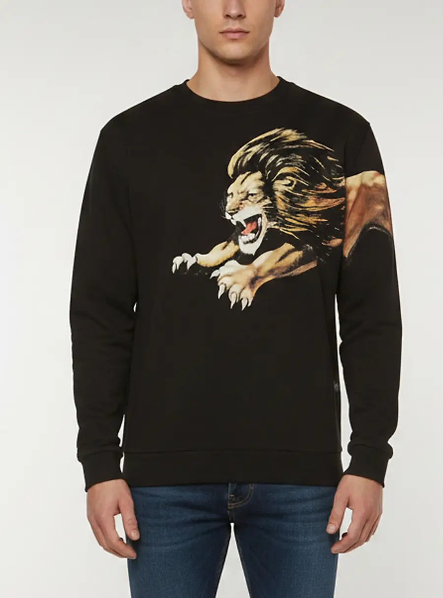 Givenchy Black Printed Jersey Crewneck Sweatshirt XXL