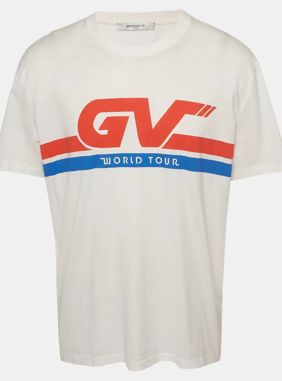 Givenchy White Logo Print Jersey World Tour T-Shirt XXL