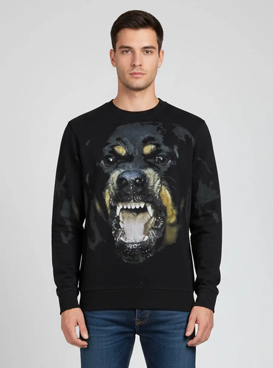 Givenchy Black Rottweiler Print Cotton Long Sleeve Sweatshirt XS