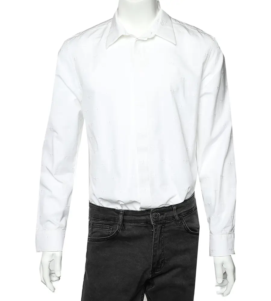 Givenchy White Embroidered Cotton Button Front Shirt XL